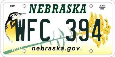 NE license plate WFC394