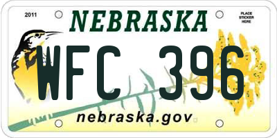NE license plate WFC396