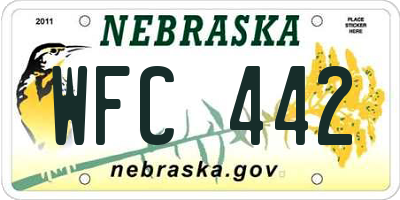 NE license plate WFC442