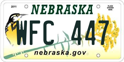 NE license plate WFC447