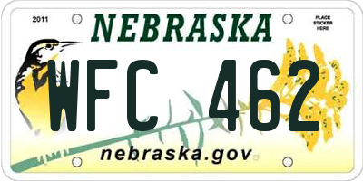 NE license plate WFC462