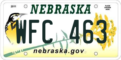NE license plate WFC463