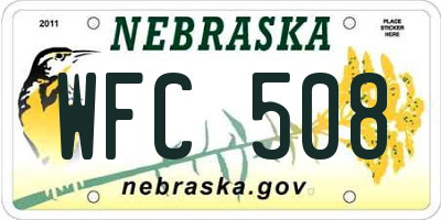 NE license plate WFC508