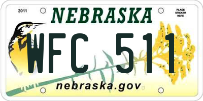 NE license plate WFC511