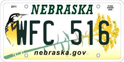NE license plate WFC516