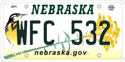 NE license plate WFC532