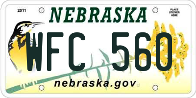 NE license plate WFC560