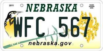 NE license plate WFC567