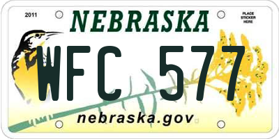 NE license plate WFC577