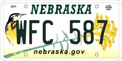 NE license plate WFC587