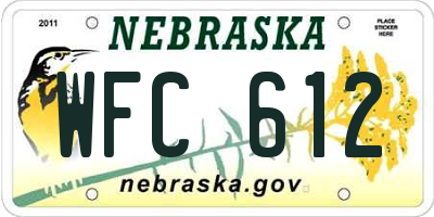 NE license plate WFC612