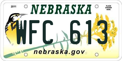NE license plate WFC613
