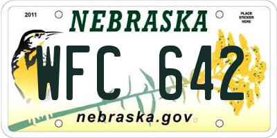 NE license plate WFC642