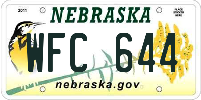 NE license plate WFC644