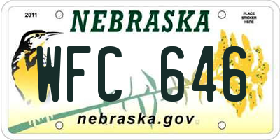 NE license plate WFC646