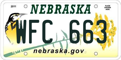 NE license plate WFC663