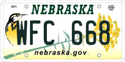 NE license plate WFC668
