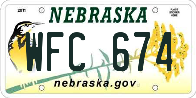 NE license plate WFC674