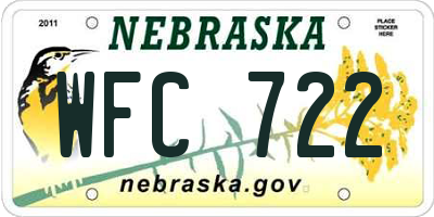 NE license plate WFC722