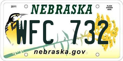 NE license plate WFC732