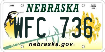 NE license plate WFC736