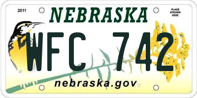 NE license plate WFC742