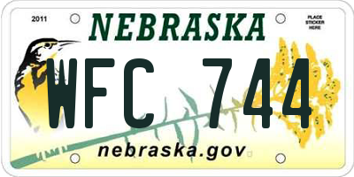 NE license plate WFC744