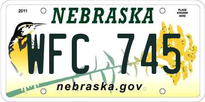NE license plate WFC745
