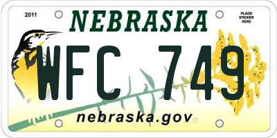 NE license plate WFC749