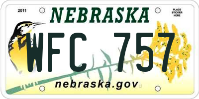 NE license plate WFC757