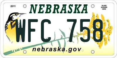 NE license plate WFC758