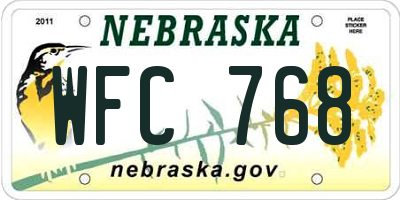 NE license plate WFC768