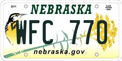 NE license plate WFC770