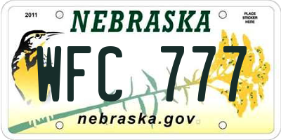 NE license plate WFC777