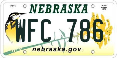 NE license plate WFC786