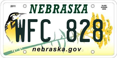 NE license plate WFC828