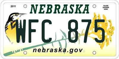 NE license plate WFC875