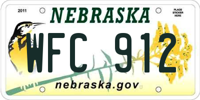 NE license plate WFC912