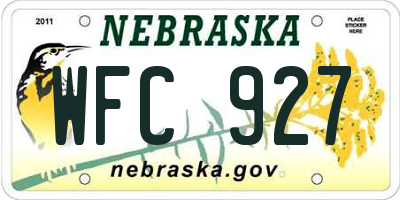 NE license plate WFC927