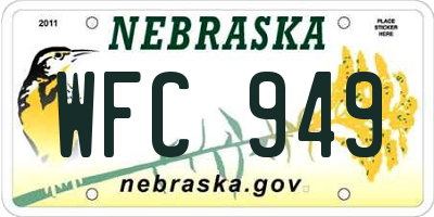 NE license plate WFC949