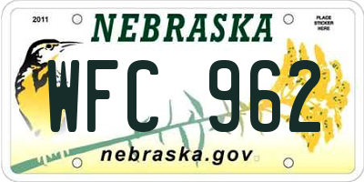 NE license plate WFC962