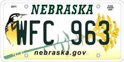 NE license plate WFC963
