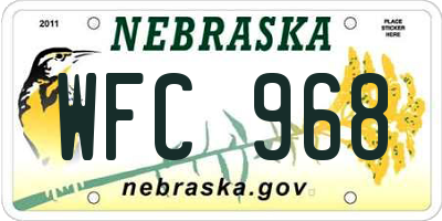 NE license plate WFC968