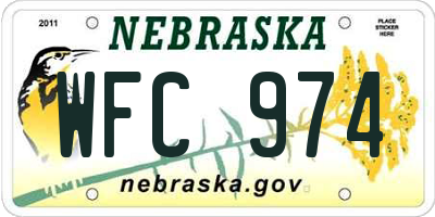 NE license plate WFC974