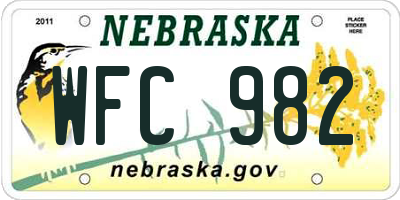 NE license plate WFC982