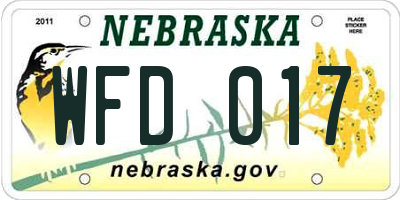 NE license plate WFD017