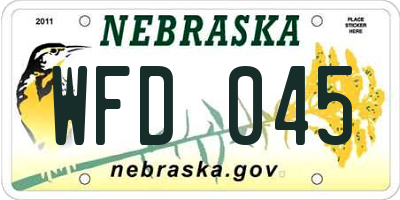 NE license plate WFD045