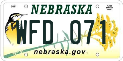NE license plate WFD071