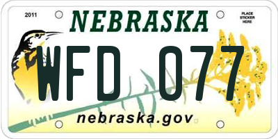 NE license plate WFD077