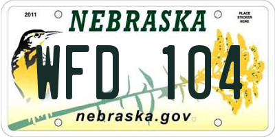 NE license plate WFD104